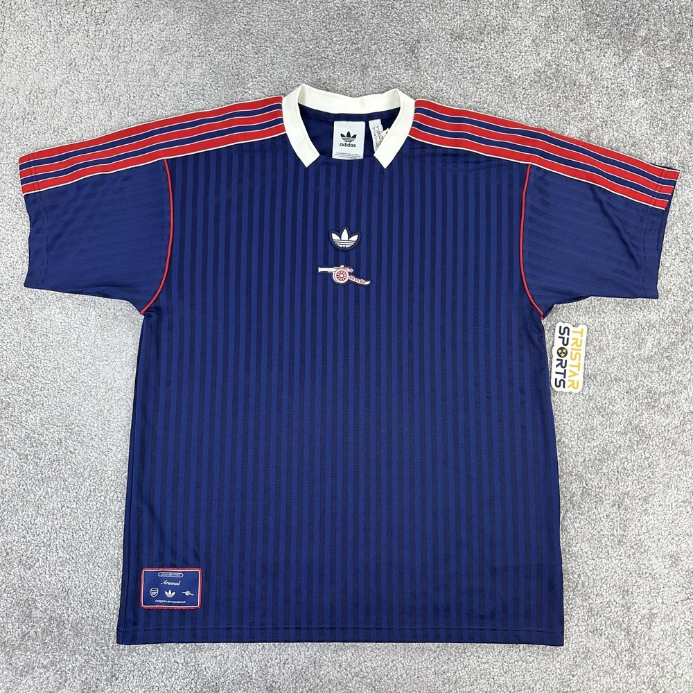 Arsenal Jersey Mens Small Blue Red Soccer Icon Trefoil Originals Adidas IF0546